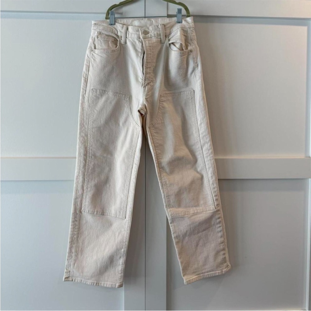 Mother Superior cream denim the bees knees ramble zip ankle size 30 straight leg